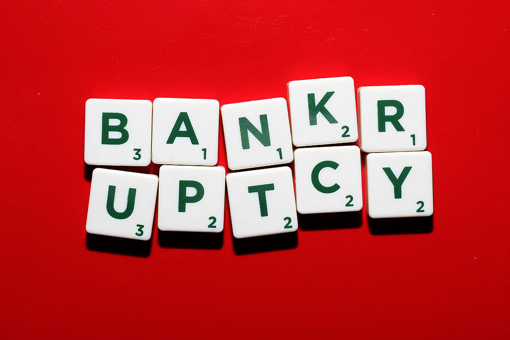 Scrabble letters spell the word bankruptcy
